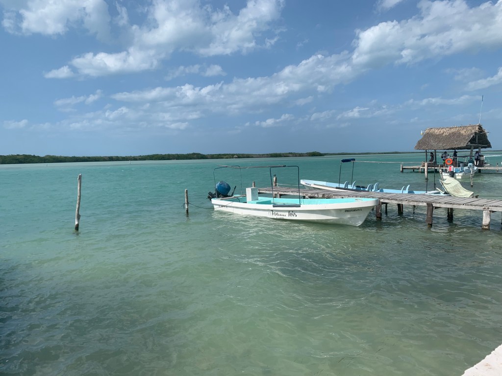 bateaux amarrés à un ponton Rio Lagartos