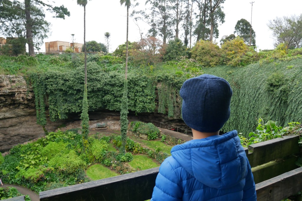 enfant regardant d'en haut Umpherston Sinkhole mount gambier