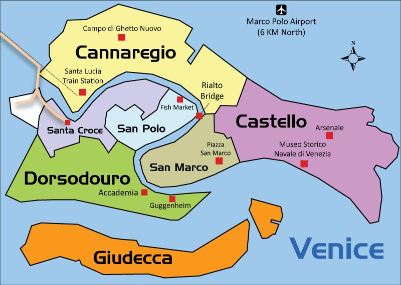 Carte quartiers de Venise