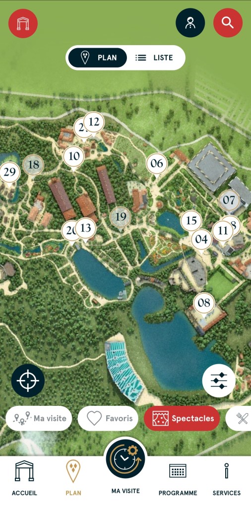 Plan application mobile Puy du Fou